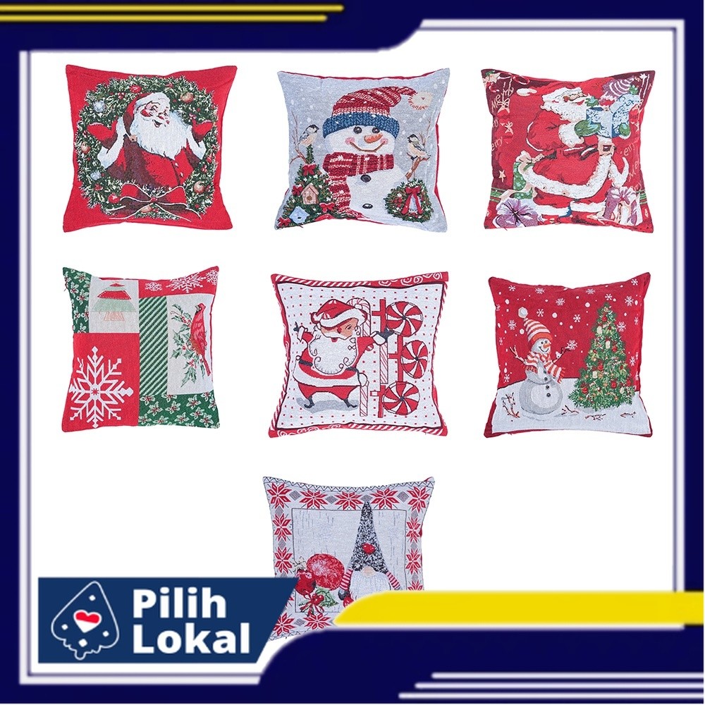 Sarung Bantal Natal Tebal Kualitas / Sarung Bantal Sofa Motif Natal Christmas Gift