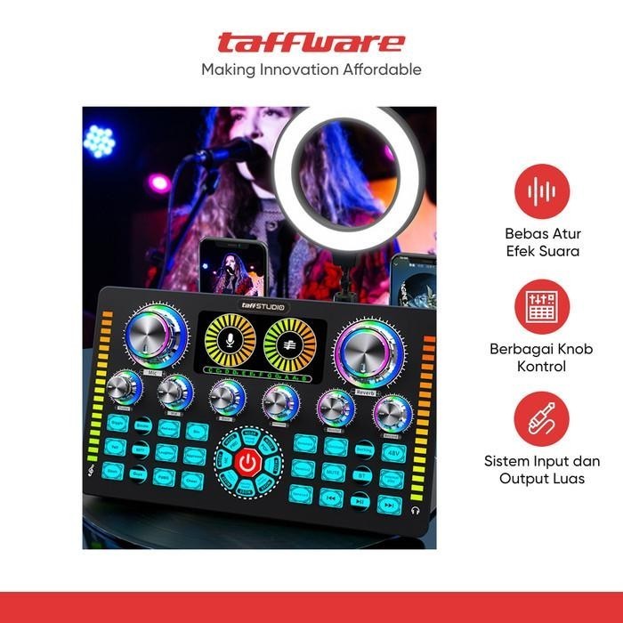 Mixer Audio External TaffSTUDIO Soundcard Live Phantom Power 48V - Q7