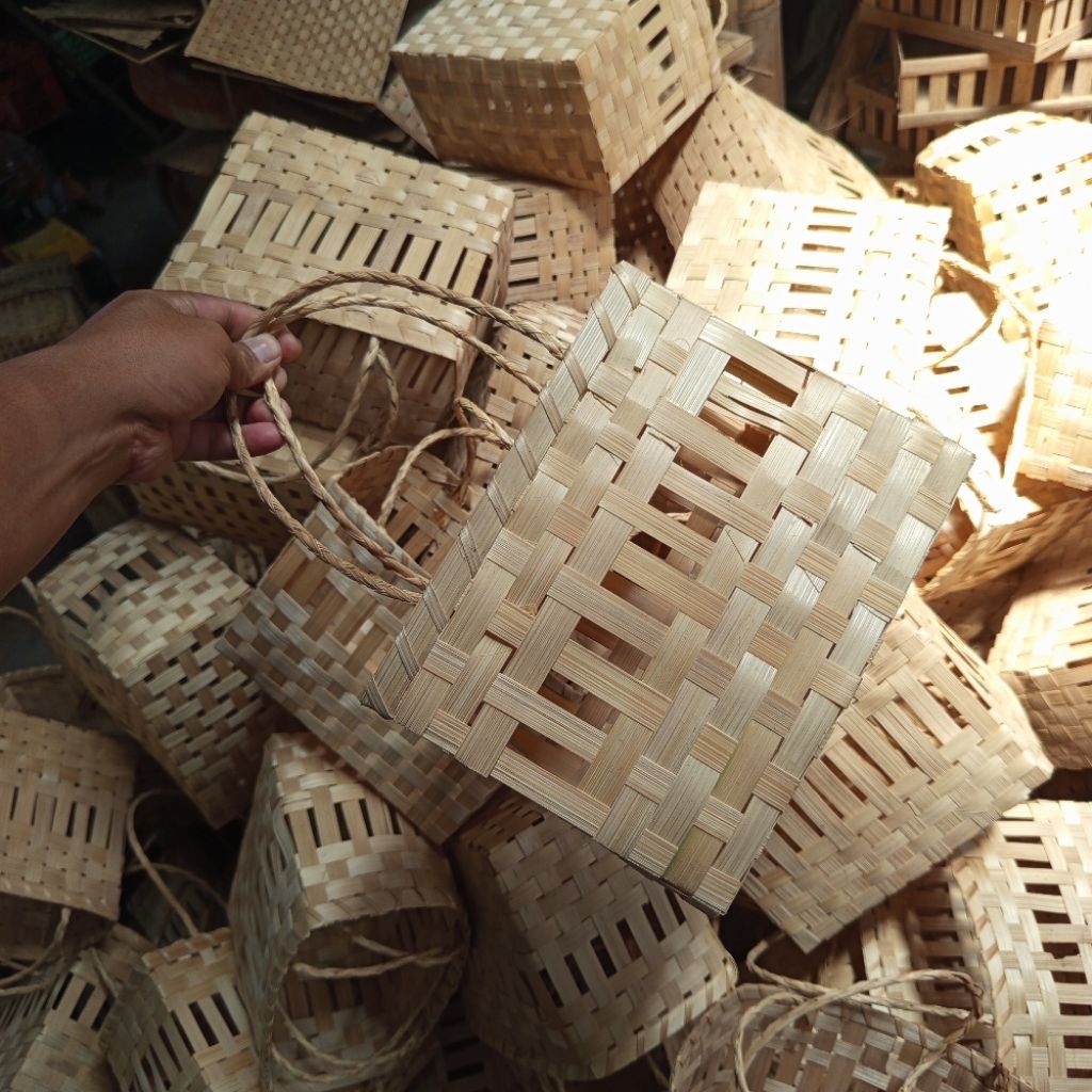 (TL8) Tas wadah kue kering tas rumi 20x13cm Tas Anyaman  Tas Anyaman Bambu Wadah Toples Kue – Cocok 