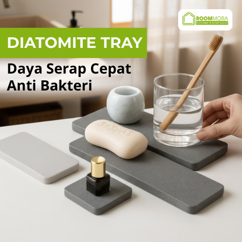 Diatomite Tray Tatakan Botol Sabun Gelas Coaster Aesthetic Tempat Alat Mandi
