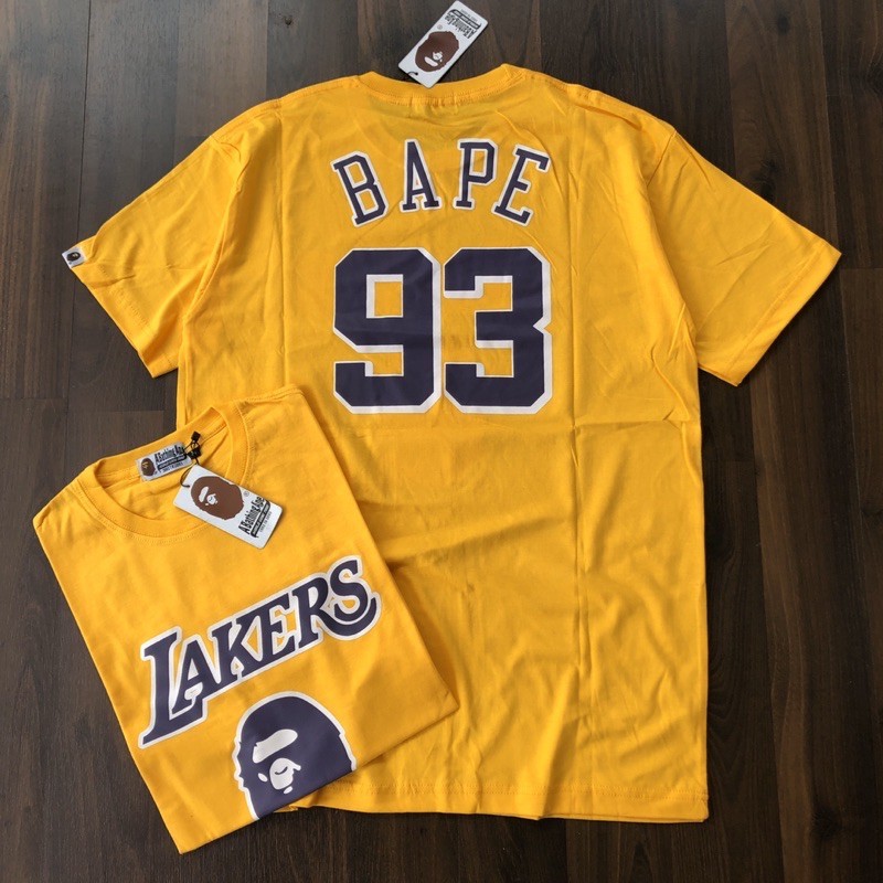 KAOS LAKERS X BAPE- KUNING FULL TAG MIRROR ORIGINAL
