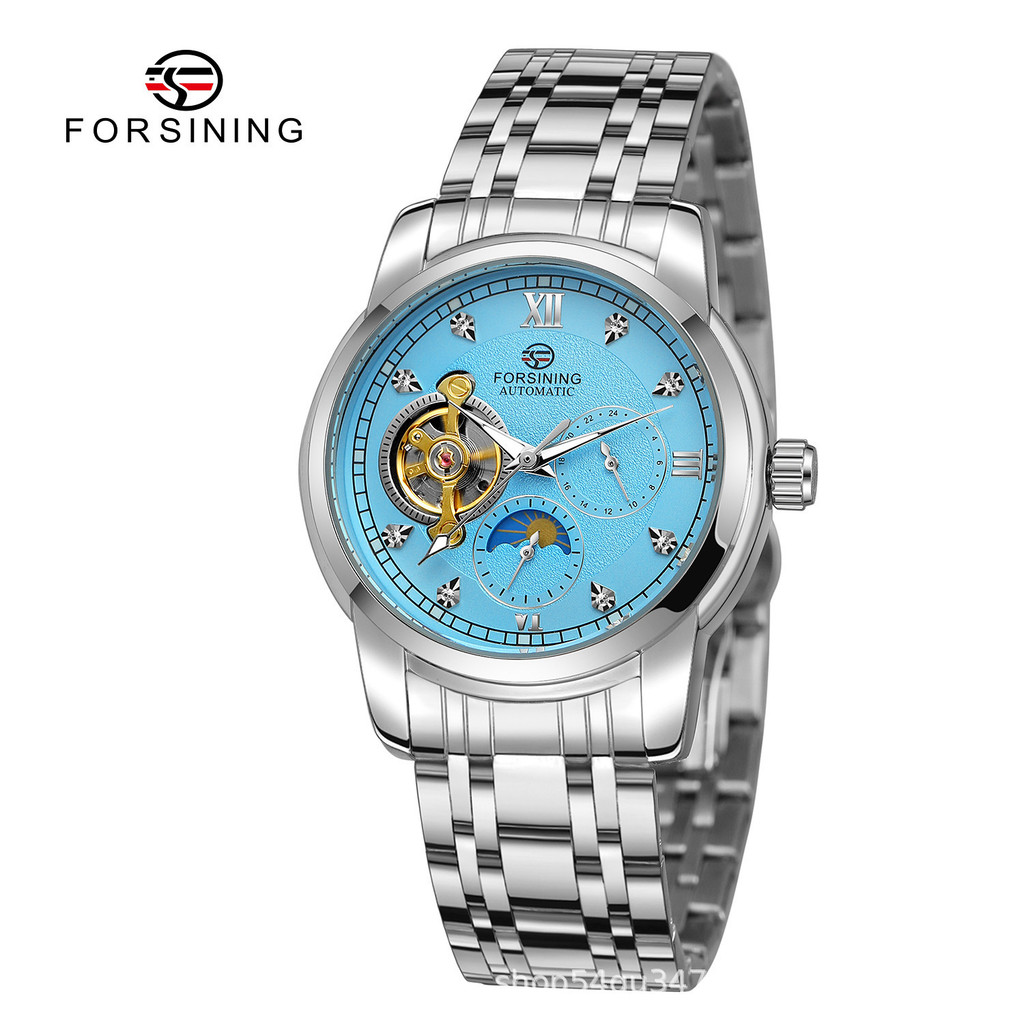 FORSINING Jam Tangan Mekanik Otomatis Tourbillon Pria Fusini Eropa dan Amerika