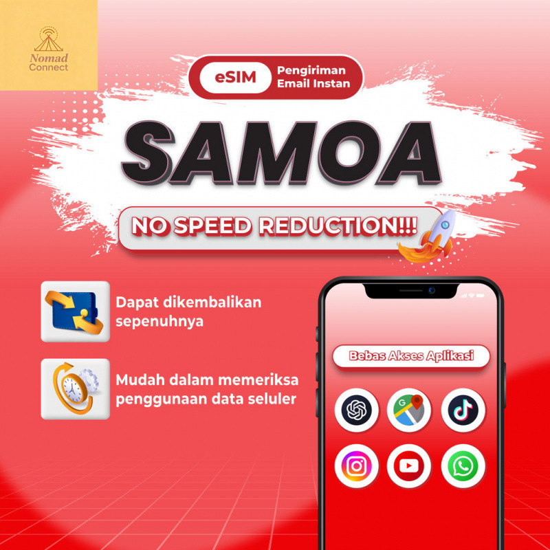 Nomad Samoa esim Roaming 5G Data | 3-20GB 3-30Hari | Instant Email Delivery | High Speed Travel
