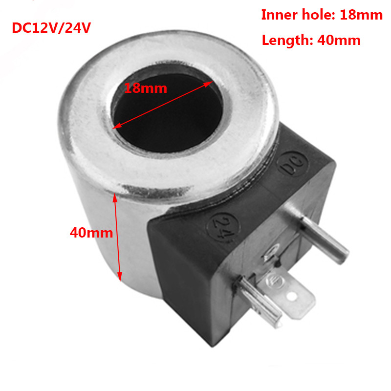 Hydraulic Solenoid Valve Coil Inner Hole 18mm Long 40mm DC12V/24V