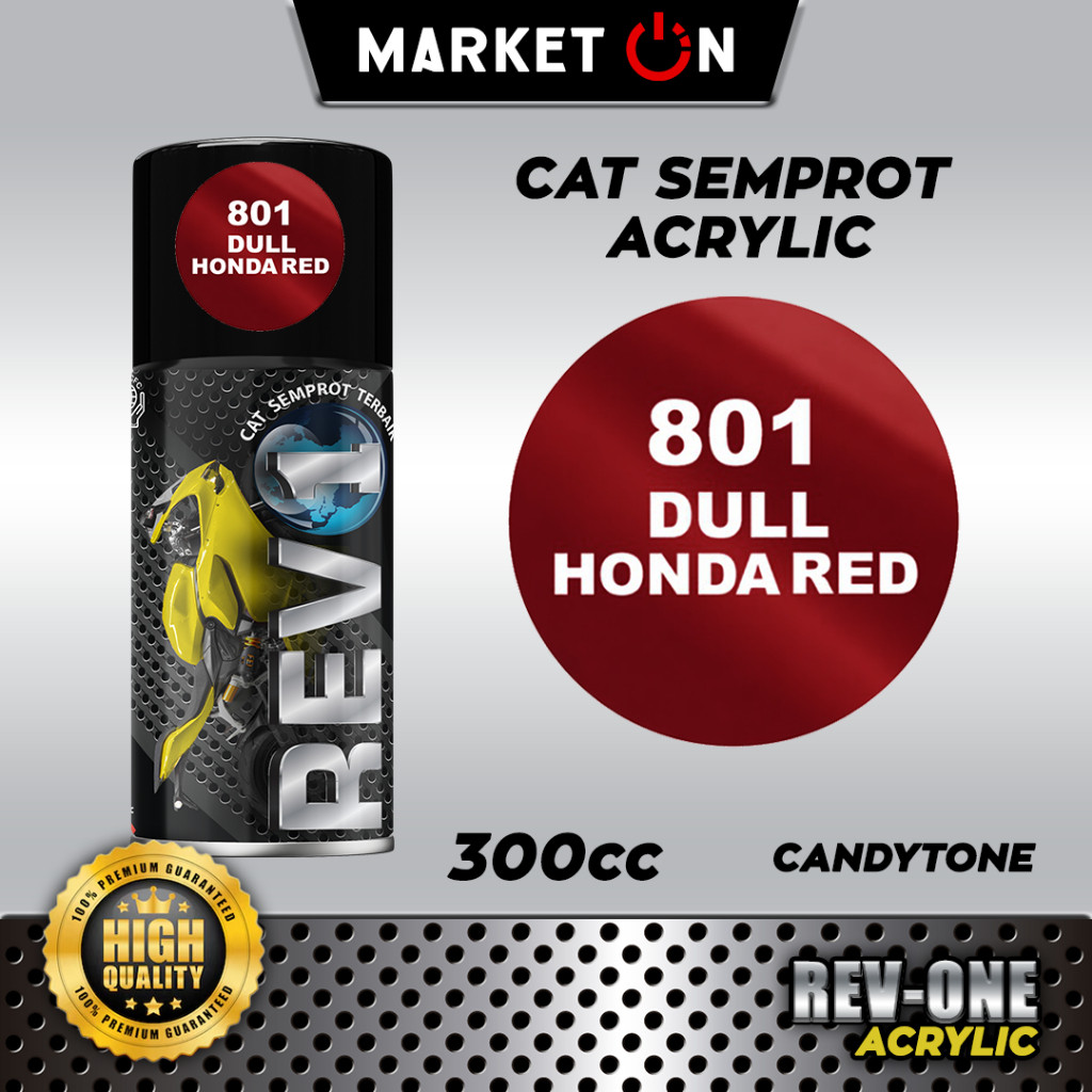 - Cat Semprot Acrylic Candy Tone Revo Dull Honda Red / Merah Doff 801 – Pilok Pilox Akrilik