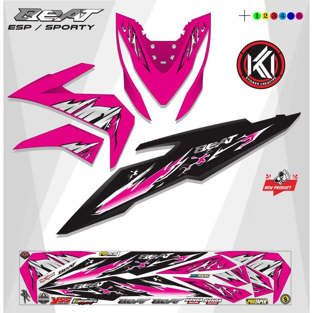 STICKER MOTOR BEAT ESP SPORTY / STICKER MOTOR BEAT ESP VARIASI MOTIP GABUNGAN K59 STICKER