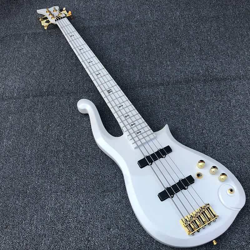 Diamond Series 4 String 5 Strings Prince White Cloud Electric Bass Guitar Maple Body Symbol Inlay Go