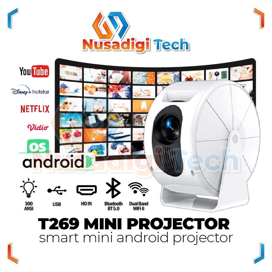 Proyektor Mini T269 Android 360° Rotating Home Theater
