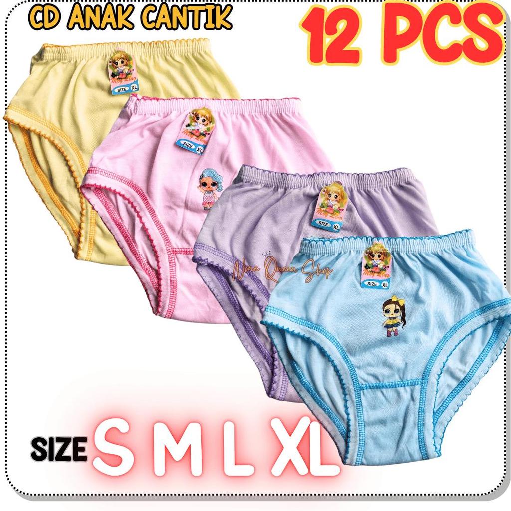 12 PCS CD ANAK CEWEK CELANA DALAM ANAK PERMPUAN CD ANAK POLOS LUCU ADEM