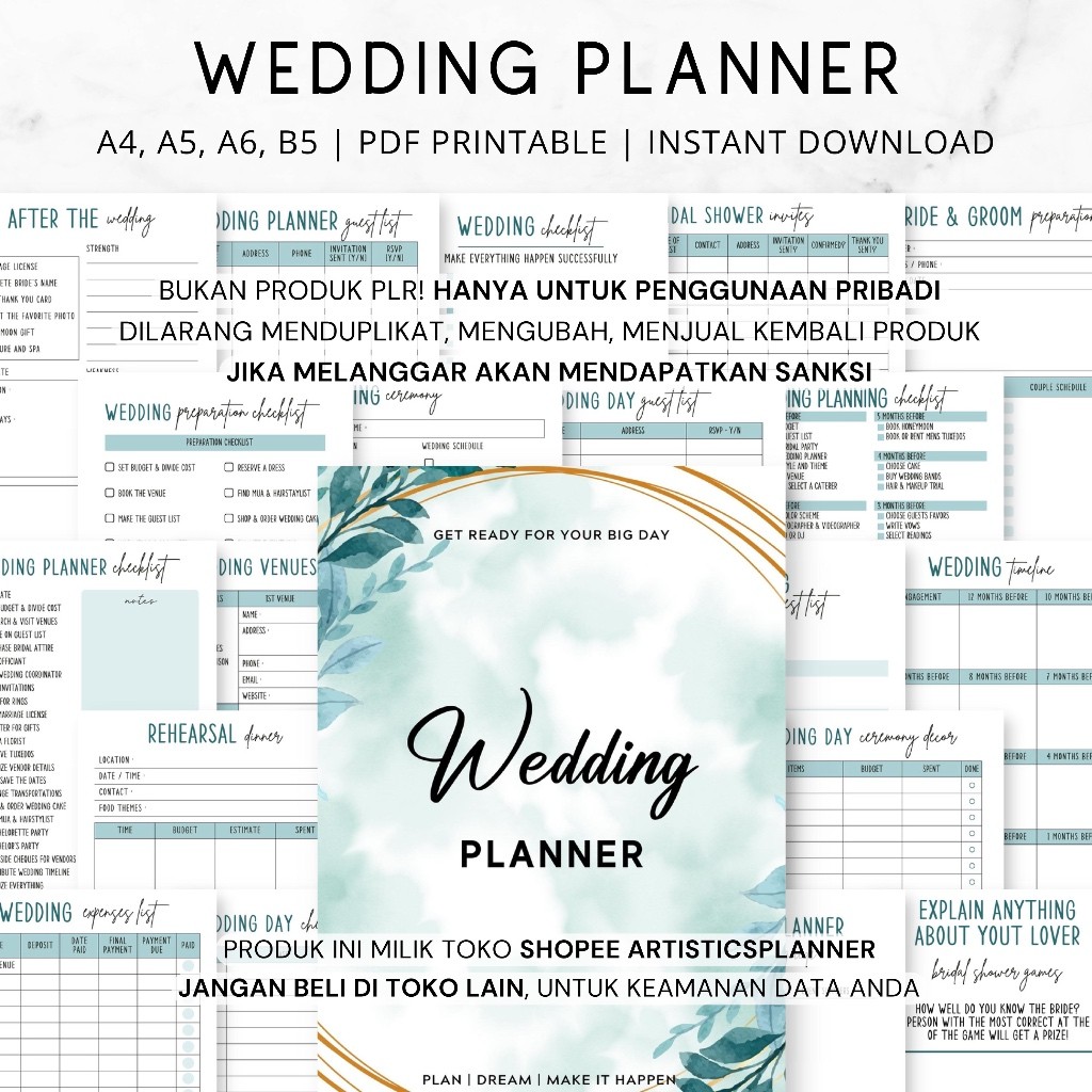 Wedding Planner Printable, Printable Wedding Planner Kit, Wedding Binder Template, Wedding Planning 