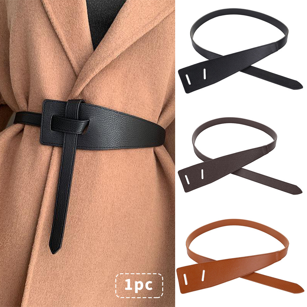 Sabuk Korset Wanita Aksesori PU Kulit Tali Simpul untuk Gaun Kasual Fashion