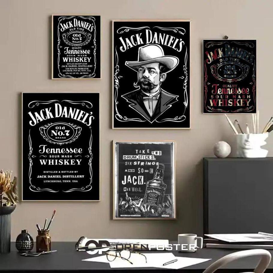 Hiasan Dinding Poster Kayu 20x30 A4 MDF Tebal 6mm Cool J-JACK D-DANIELS Old No. 7 Calligraphy HD int