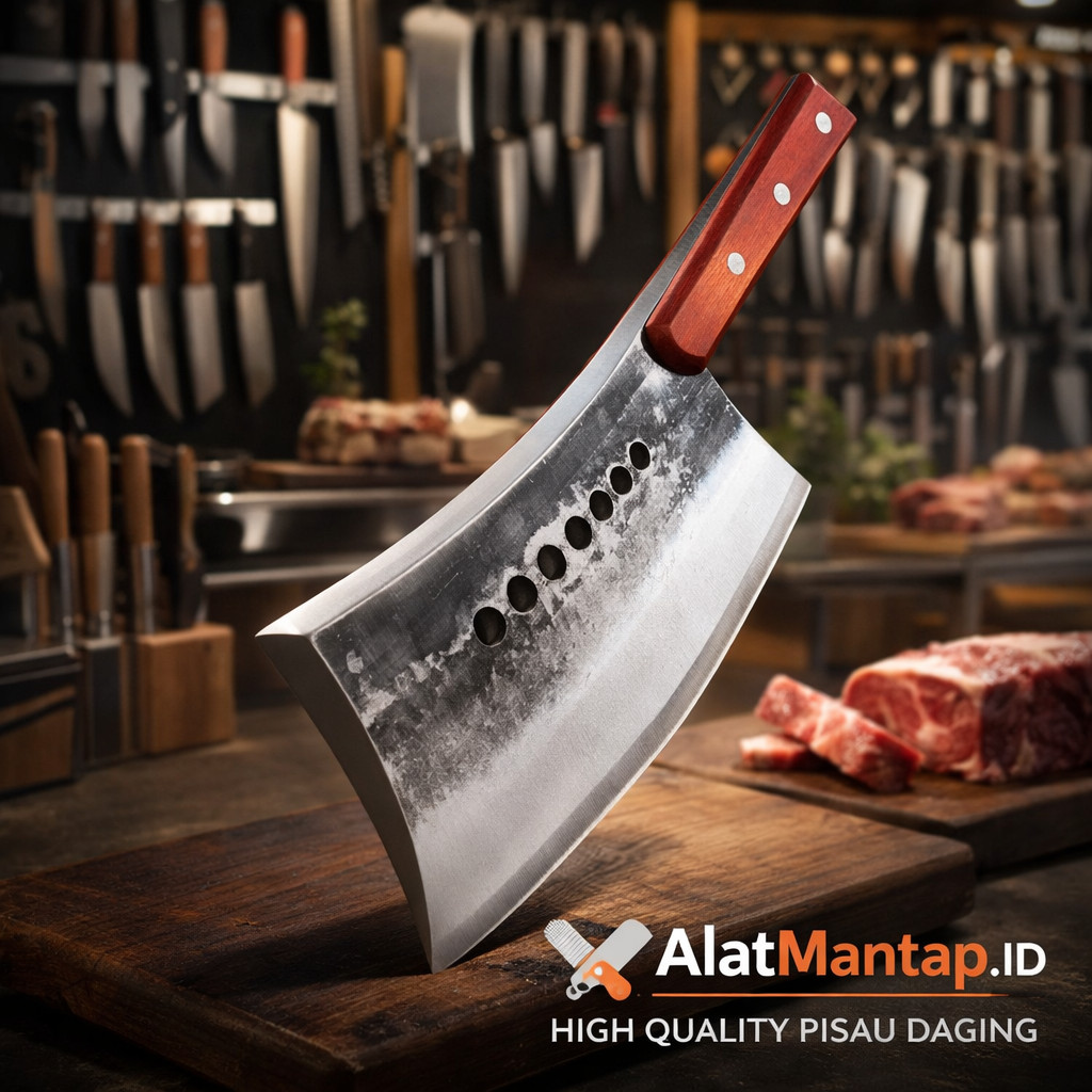 Pisau Daging Baja Karbon AlatMantap.ID Tajam Kuat Untuk Tulang Dan Daging Sapi Kambing Premium
