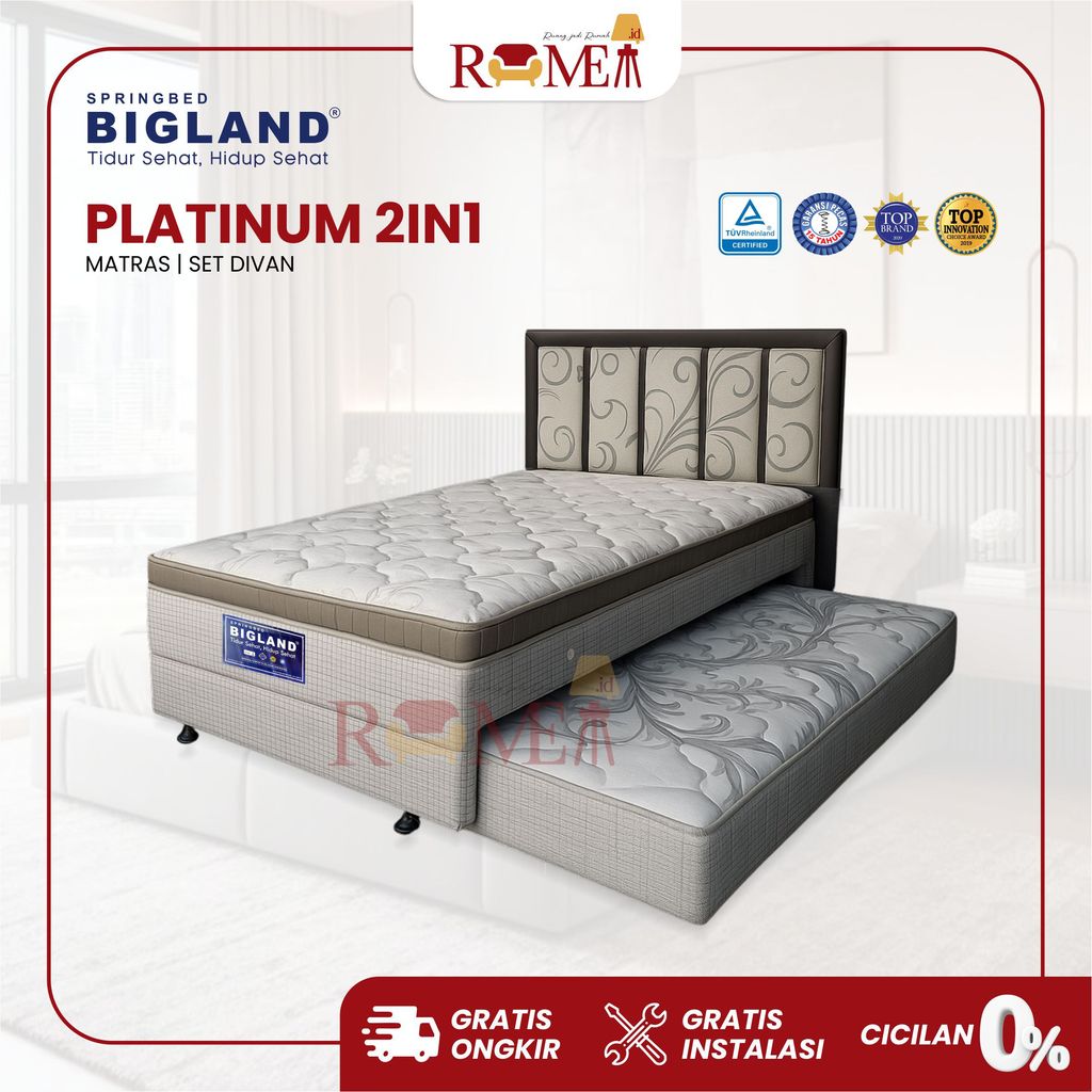Rumea - SPRINGBED BIGLAND PLATINUM 2 IN 1 120X200 CM BED SORONG RANJANG 2IN1  KASUR ANAK PONTIANAK