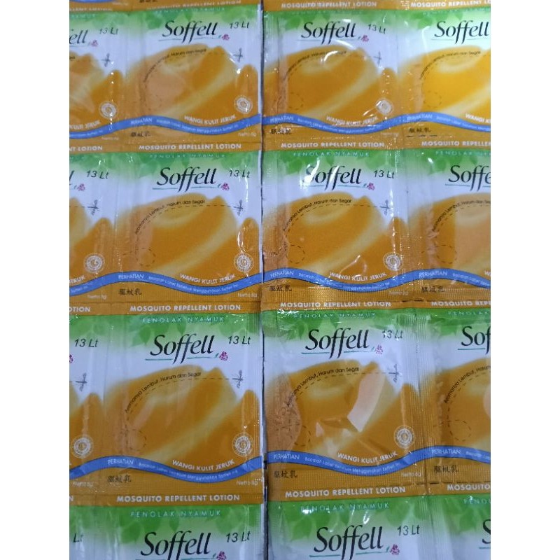 Soffell sofel sofell soffel lotion anti nyamuk wangi kulit jeruk 1 renceng isi 12 pcs
