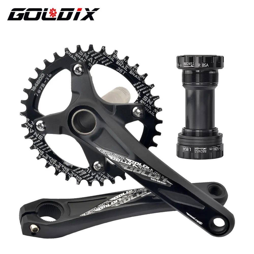 GOLX 104BCD MTB Crankset 165mm 170mm 175mm crank Round/Oval ainring 32T/34T/36T/38T Narrow Wide Teet
