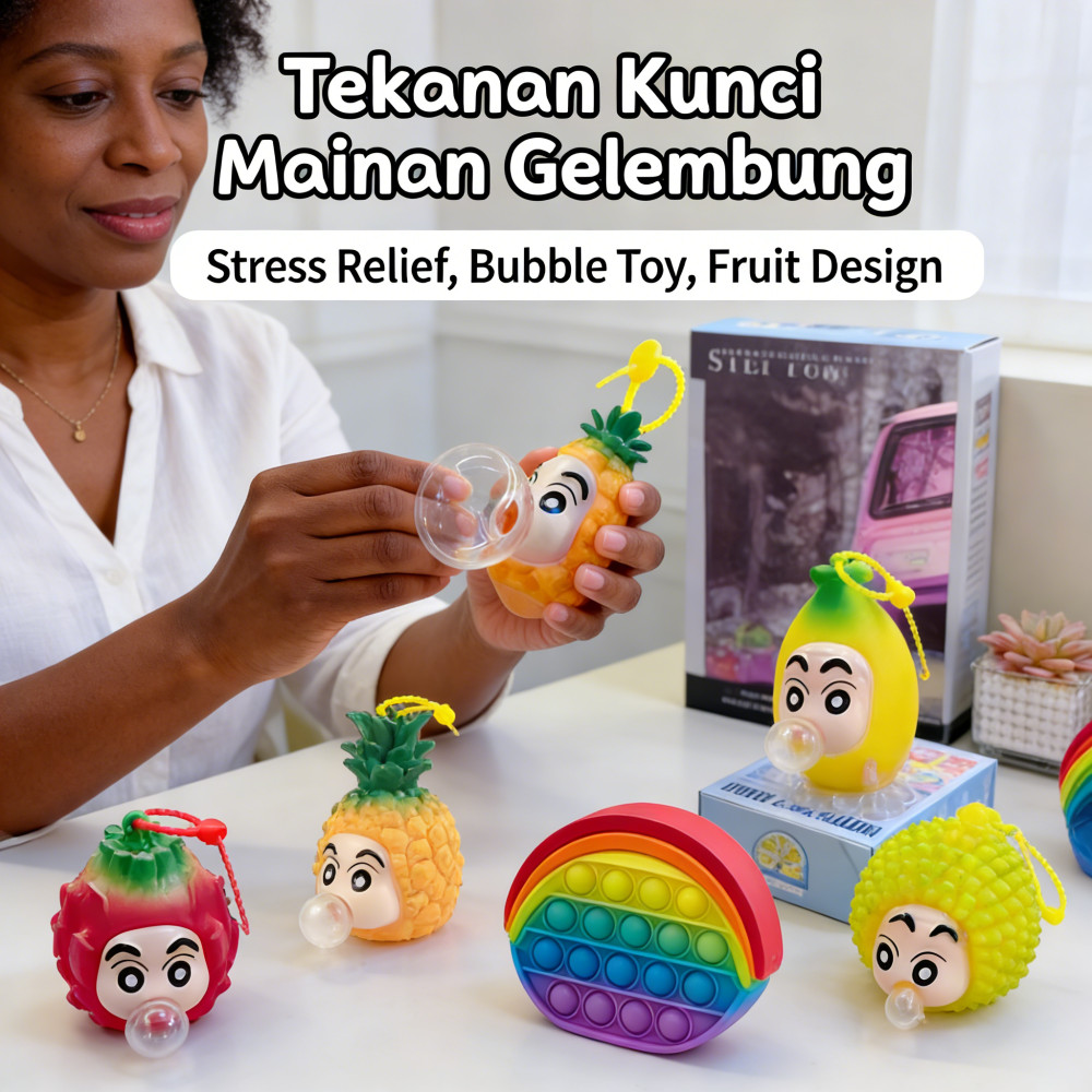 Berang-berang Kecil Gantungan Tekanan Gelembung buah Kunci Mainan Pengurang Liontin Mainan