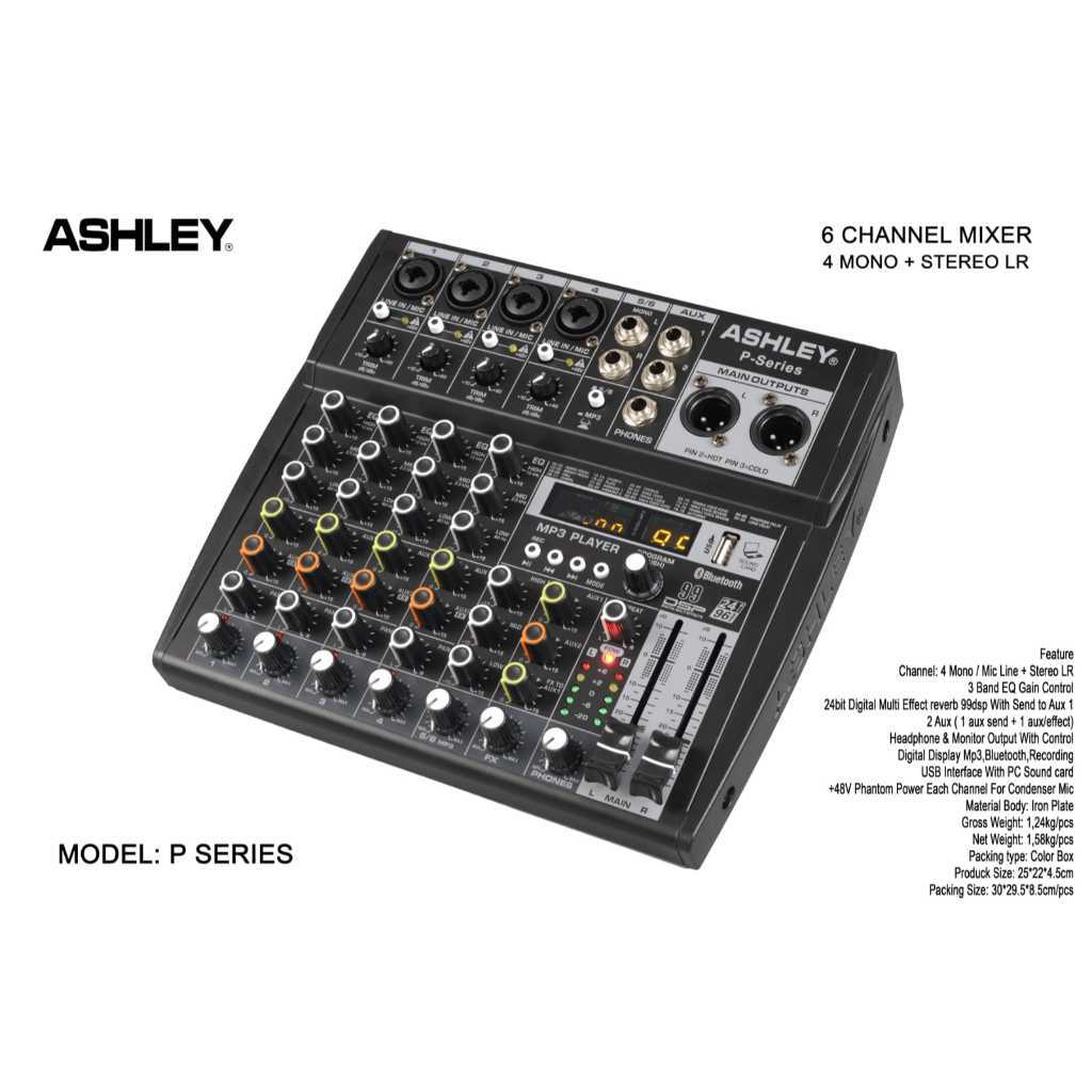 Mixer Audio Ashley P-Series 6 Chanel 99 DSP Original Ashley