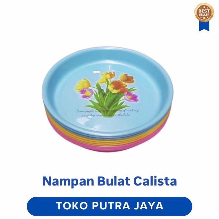 CALISTA - NAMPAN PLASTIK BULAT MOTIF BUNGA/BAKI BULAT / WADAH ADONAN / NAMPAN KEBULI