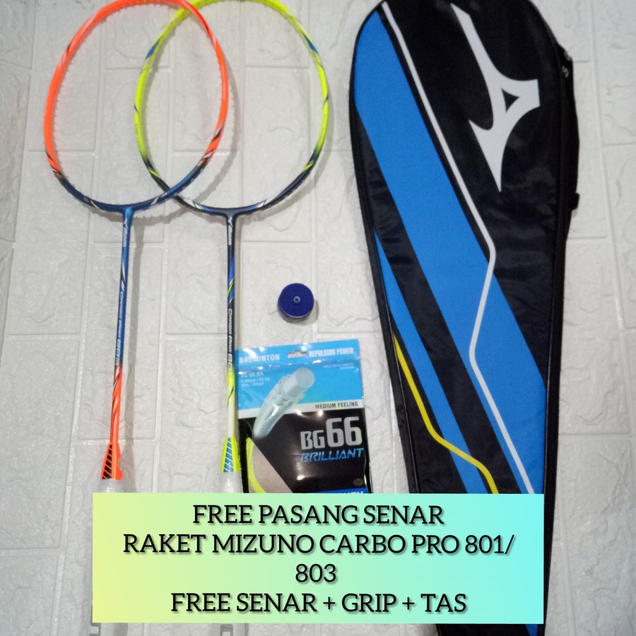 Raket Mizuno Carbo Pro 801/ 803 FREE SENAR BG 66 BRILLIANT + GRIP