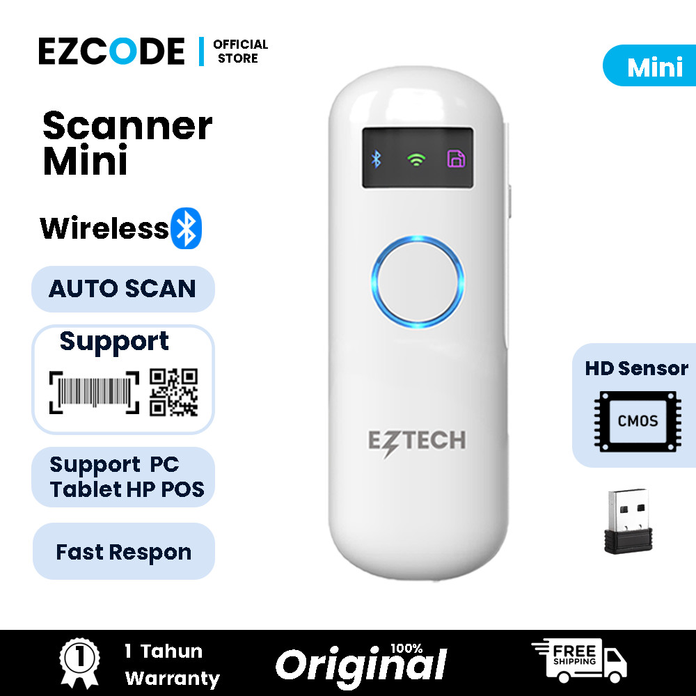 Barcode Scanner 2D 1D Wireless Mini Portable Bluetooth  EZCODE Official