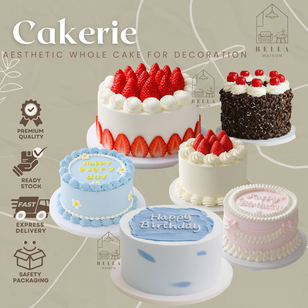 CAKERIE Kue Ulang Tahun Palsu Realistic Fake Cake – Properti Foto Dekorasi Cake Aesthetic Pajangan