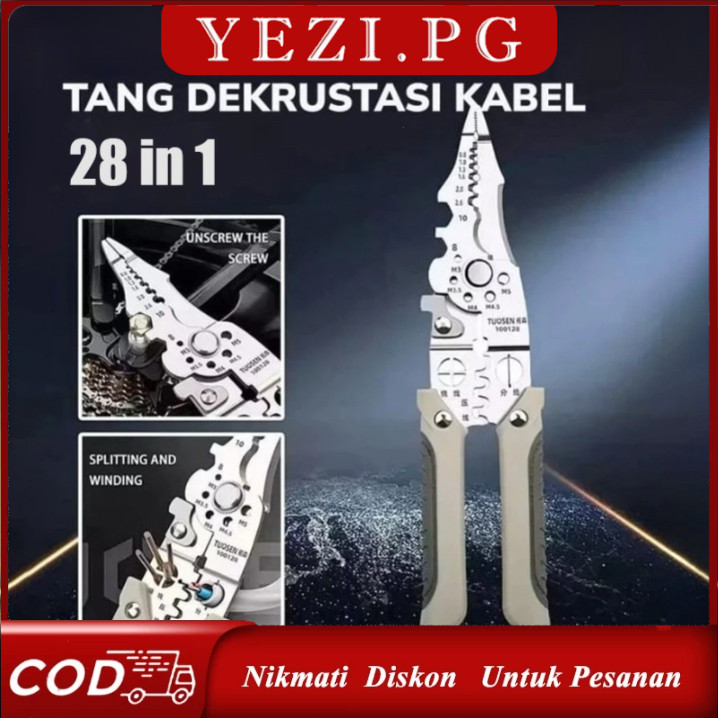 Tang Pengupas Kawat 28 in 1 Multifungsi Alat Tukang Listrik Lengkap