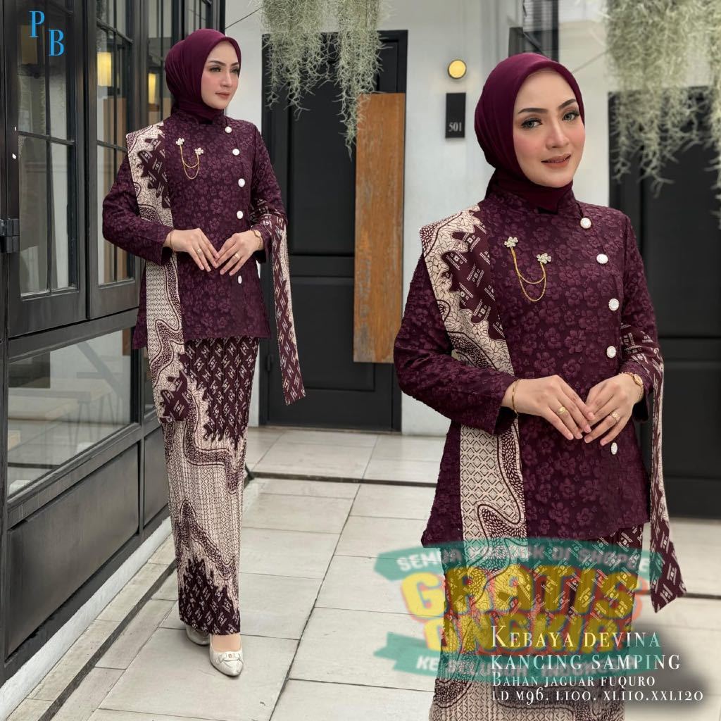 Setelan kebaya devina kancing samping - model kebaya terbaru - baju pesta - kebaya wisuda modern - p