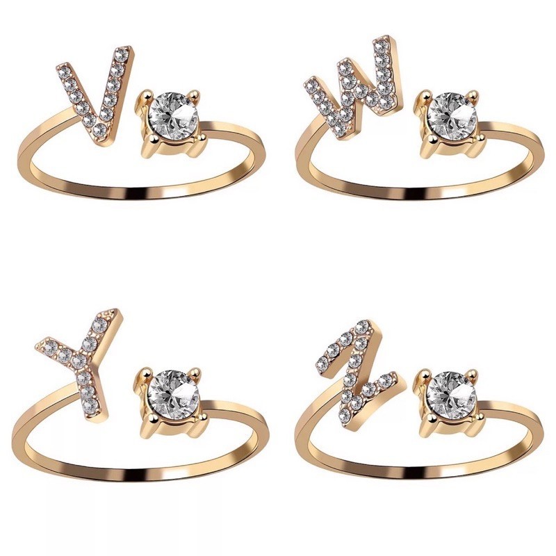 ADS [READY STOKE] CINCIN HURUF WANITA STAINLESS STEEL CINCIN HURUF A-Z TERBARU KEKINIAN S01