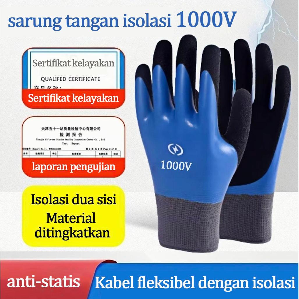 Sarung Tangan Berinsulasi 1000V/400V Sarung Tangan Listrik Premium Bahan Lateks Kuat 1000V/400V Kare