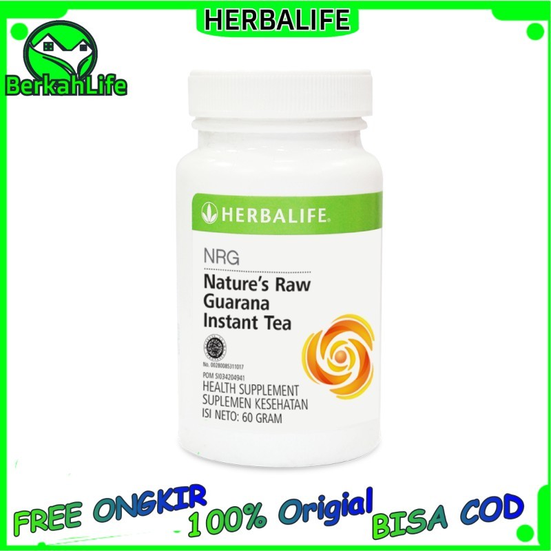 Herbalife NRG NATURES RAW GUARANA Penambah Stamina dan Kosentrasi N.R.G Instant Tea 60g Exp28