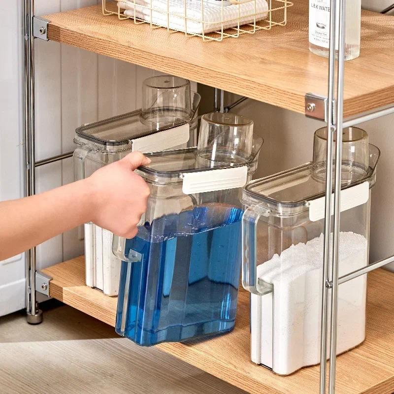3L Clear Laundry Container Dispenser Holder Organization Liquid Bin Washing Modern for Home Flour Fo