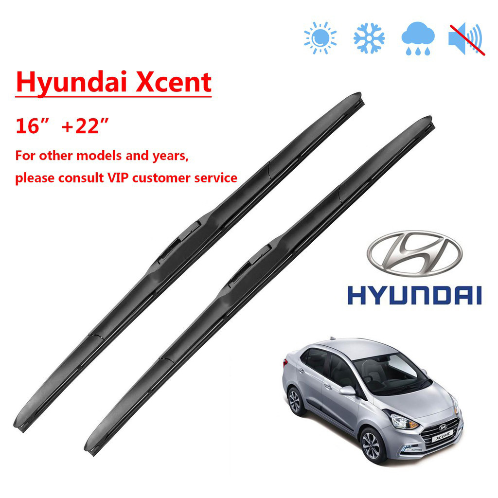 Untuk Hyundai Xcent 16"+22" Wiper Kaca Mobil [Silikon]