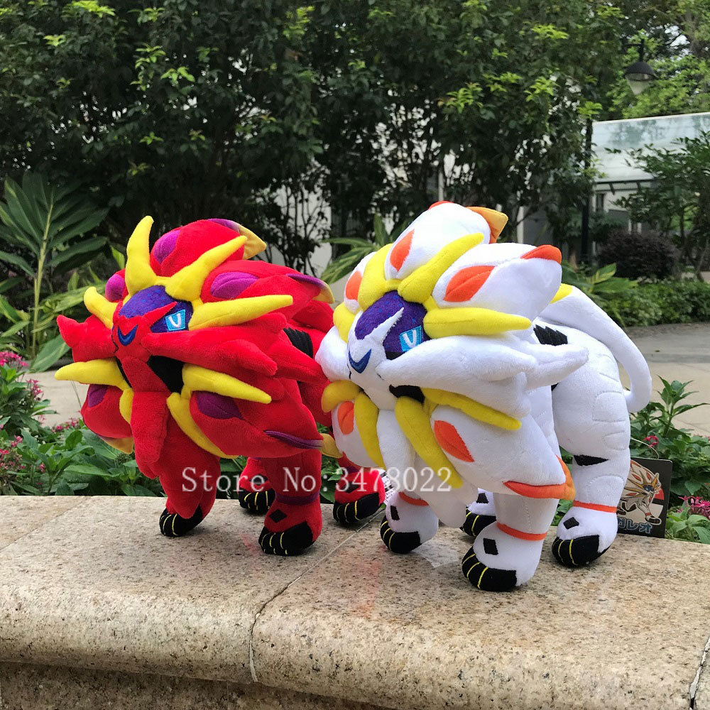 Pokemon Shiny Alola Solgaleo Plush Red White Stuffed Toys Soft Cartoon Doll 10"