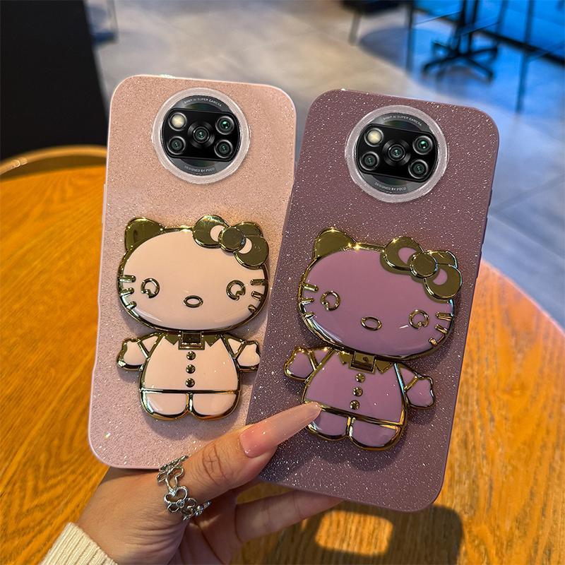 Soft Silikon Case Untuk Hp Xiaomi Poco X3 NFC PocoX3 Casing Softcase Glitter Dengan Cermin Bracket C