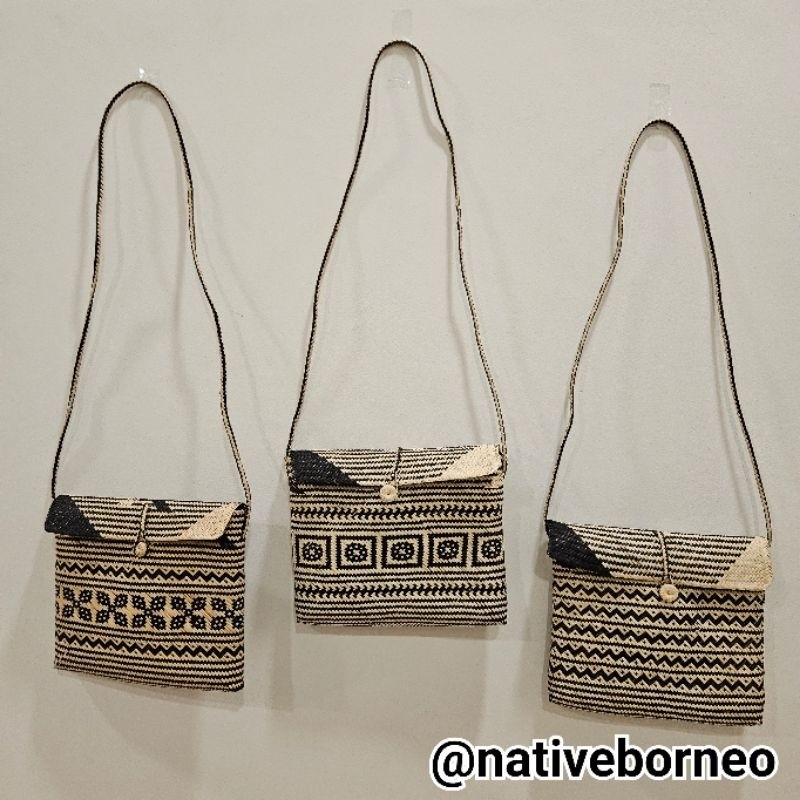 Slingbag Rotan Tutup Motif, Tas Selempang Rotan Motif Dayak Kalimantan, Tas Rotan Kalimantan, Tas Se