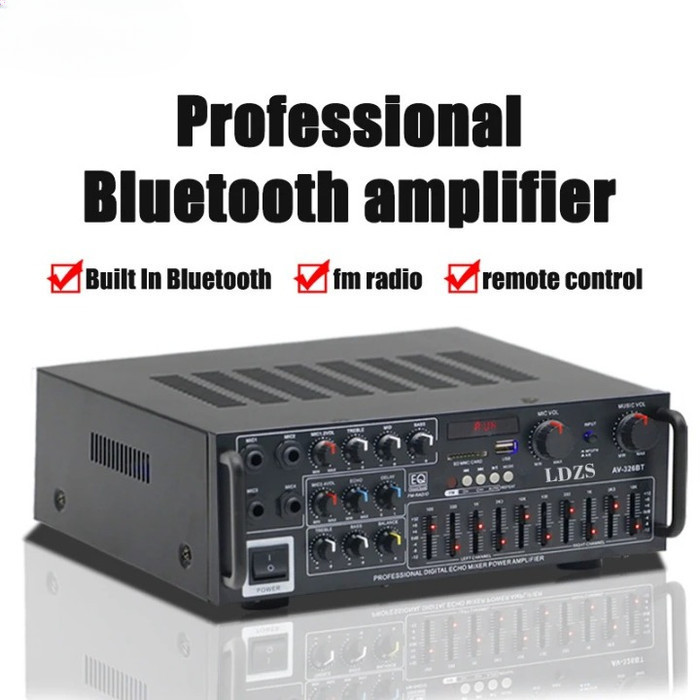 Amplifier Mixer Audio Karaoke Bluetooth USB Micro SD 4 Mic Input 300W Power Amplifier Karaoke Rumah 