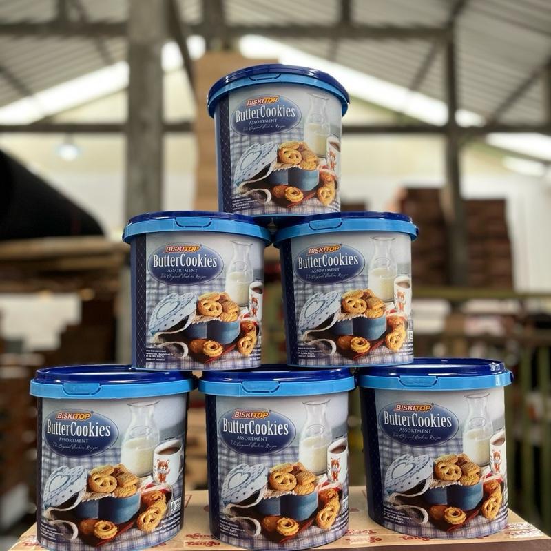 BISKITOP Butter Cookies Kemasan Timba Jajan Lebaran - Snack biskitop 1 dus