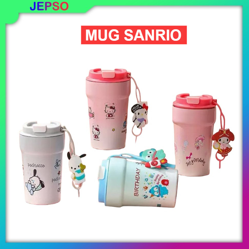 Tumblr Sanrio + Tali Gantungan / Cup Gelas Minum Stainless Lucu / Termos Cup 500ml / Tumblr mug sanr