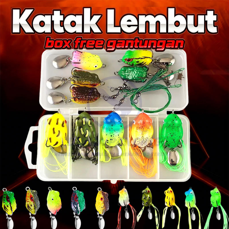 5pcs/10pcs Set Katak Lembut 3G/4G Soft Umpan Pancing Frog Umpan Pancing Sangat Fleksibel dengan 2 Bu
