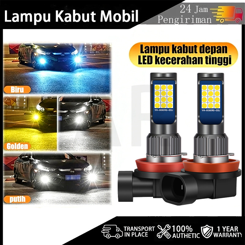 [COD] 2Pcs Lampu Kabut Mobil Super Terang Lampu LED Mobil Putih /Kuning Es Fog Lamp Dua Warna Untuk 