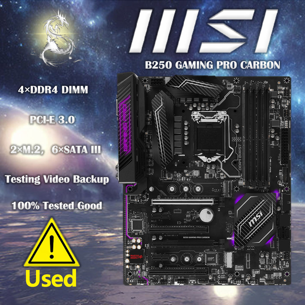 MSI B250 GAMING PRO CARBON LGA 1151 B250 HDMI SATA 6Gb/s USB 3.1 ATX Intel Motherboard