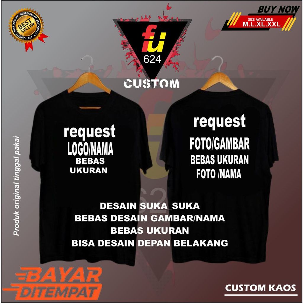 Kaos custome/Kaos request foto/kaos pria/kaos wanita(CUSTOM) COD BAYAR DITEMPAT