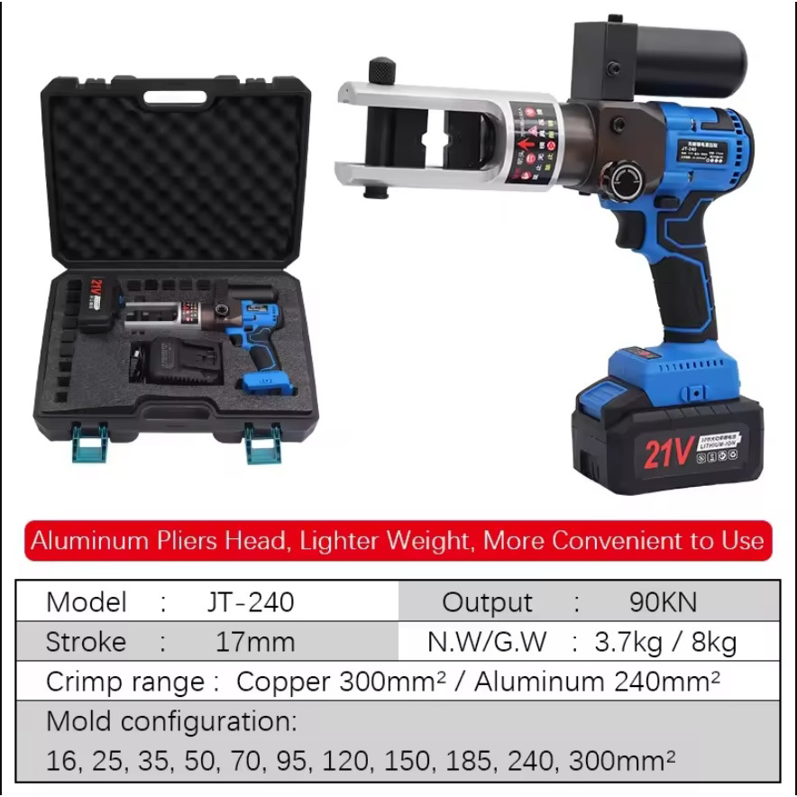 Hydraulic Crimping Tool Brushless Motor Rechargeable Hydraulic Crimping Pliers Copper Nose Terminal 