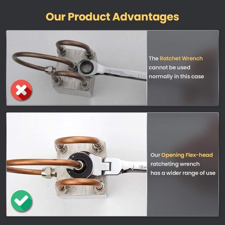 Tubing Ratchet Wrench with Open Flexible Head 8-30MM 72 Teeth For Car Repair Oil Combination Wrenche