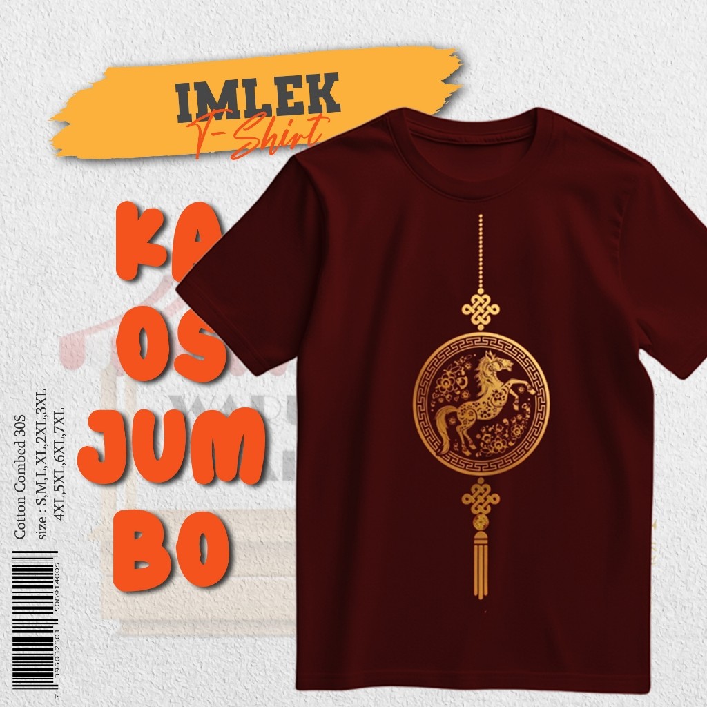 Baju Kaos Imlek 2026 Couple Keluarga Pria Wanita Dewasa Remaja Jumbo Big Size Bahan Katun