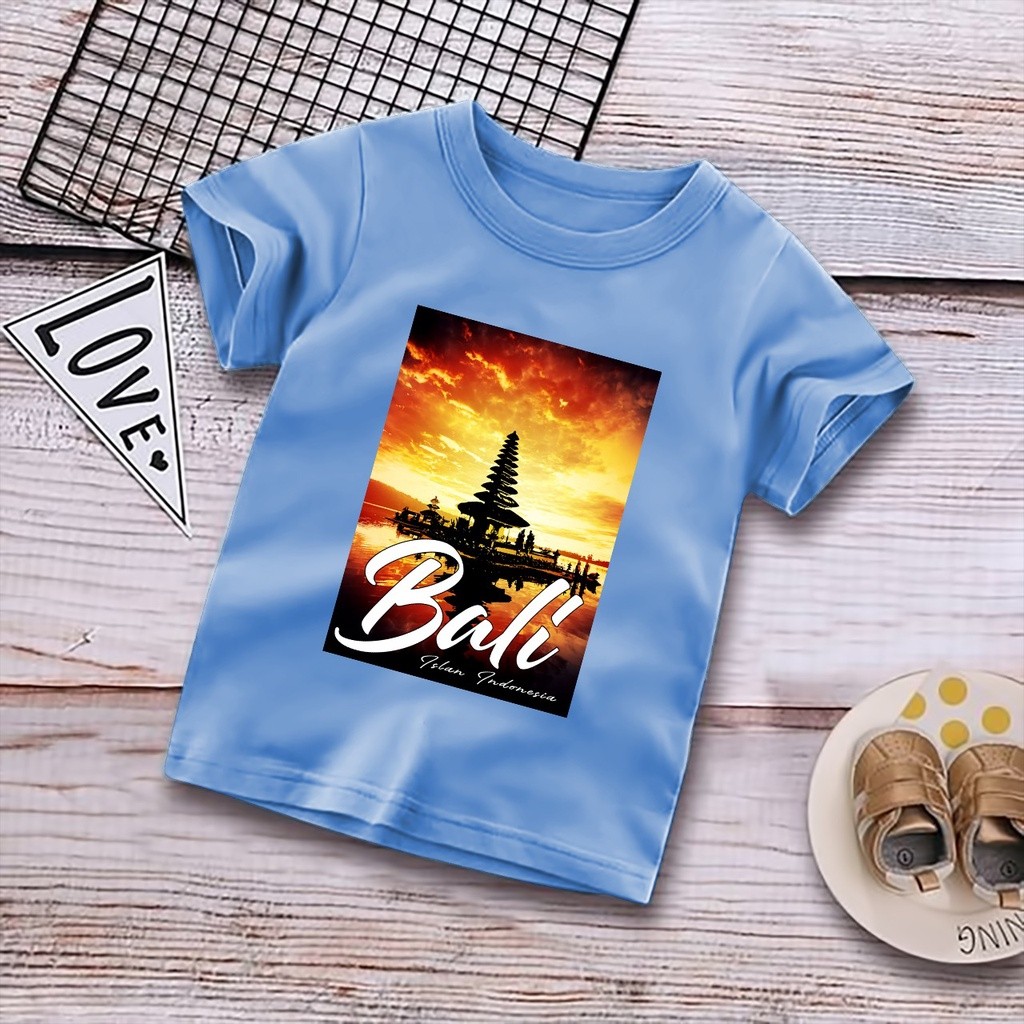 CheraKids -Kaos Baju Atasan Anak Laki Laki Perempuan Usia 1-10 Tahun Motif Bali Sunset Baju Atasan M