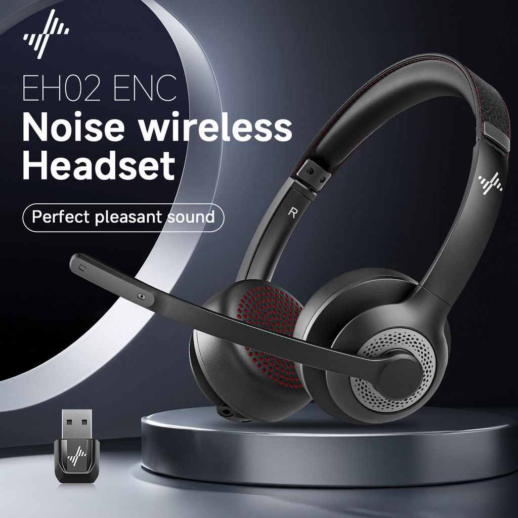 JIAMQISHI Wireless Headset with Mic for Work Bluetooth V5.2 Headphones with AI Noise Cancelling Mic 