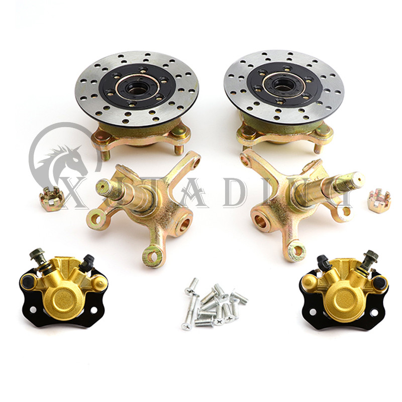 Steering Strut Knuckle Spindles with 110mm M10*4 STUD Wheel Hubs Brake caliper set For ATV Go Kart G