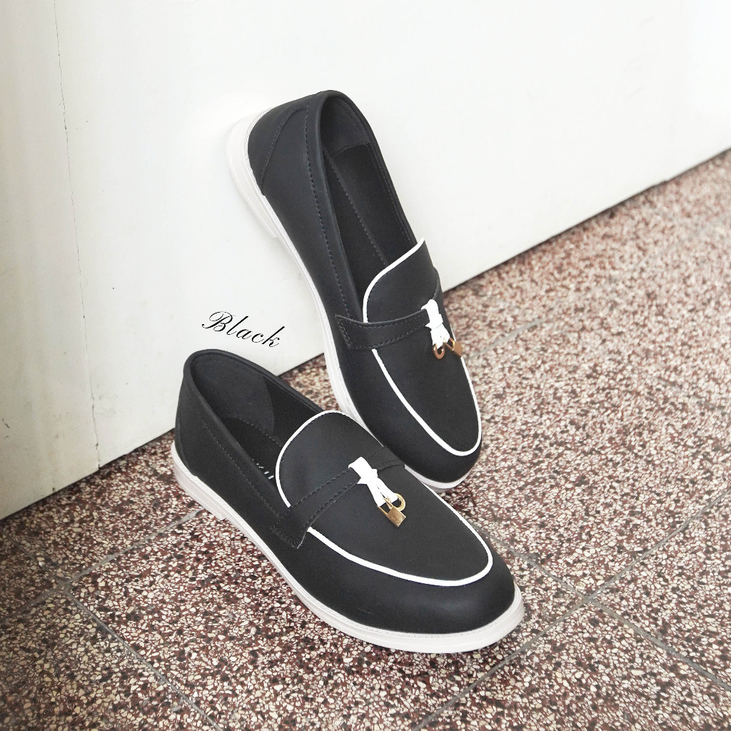 hot product sahiku - olivier loafers sepatu wanita daily shoes woman flatshoes casual ringan anti